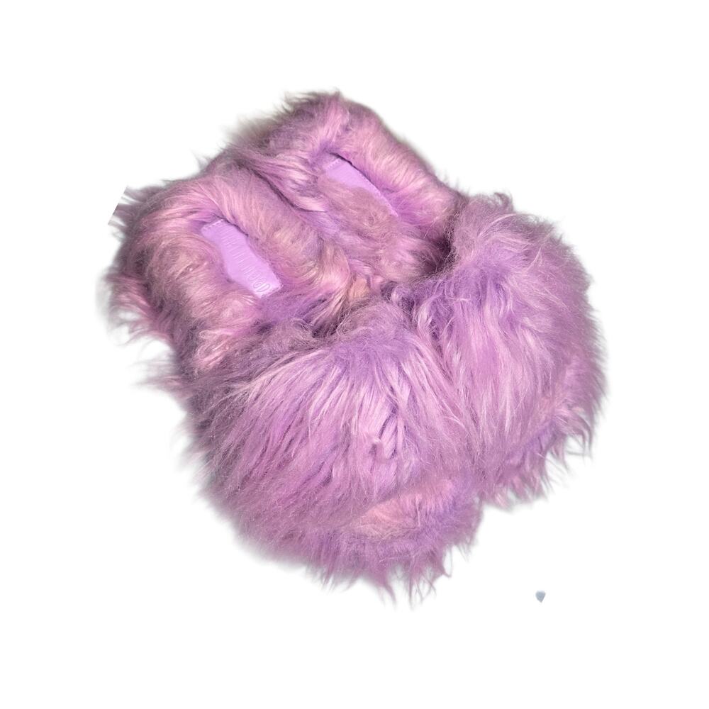 Current Mood Case of the Grumpies Lavender Faux Fur Platform Slippers 8 NWOB